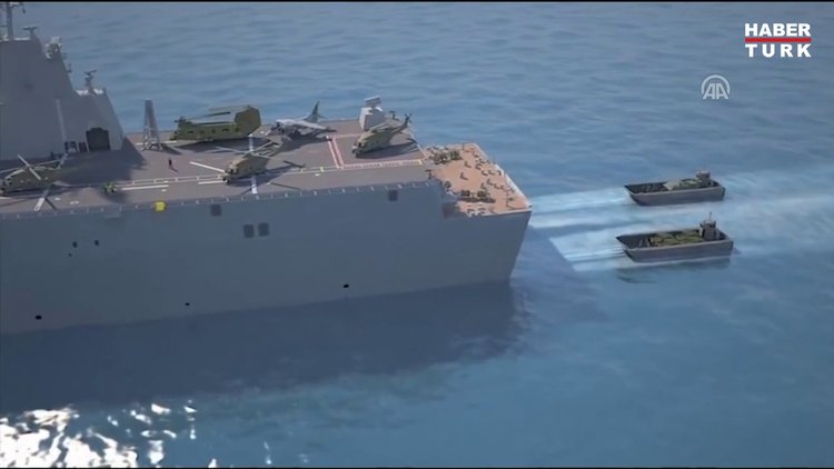 Türkiye'nin ilk milli uçak gemisi "TCG Anadolu" görüntülendi