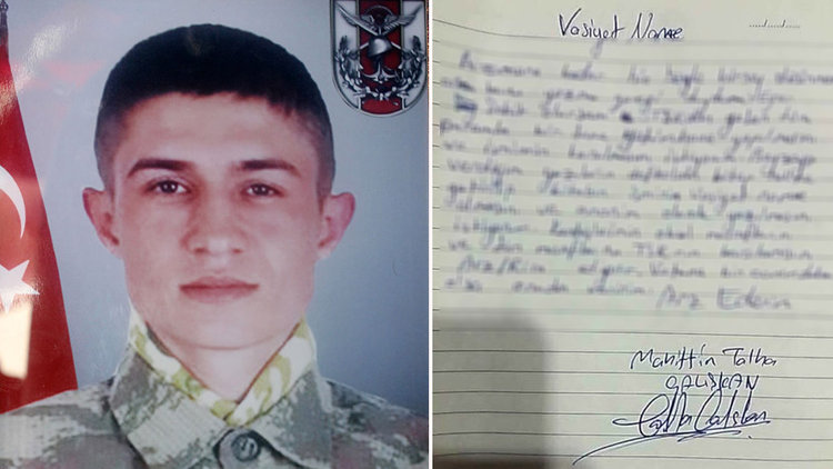 Afrin şehidin vasiyeti ortaya çıktı