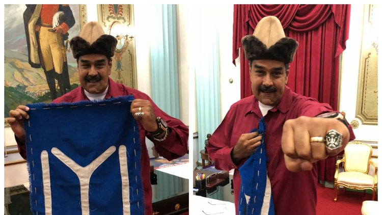 Fotoğraflar sosyal medyayı salladı... Maduro Diriliş Ertuğrul hayranı çıktı
