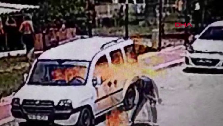 Kendisine borcu olan kişinin aracını böyle yaktı