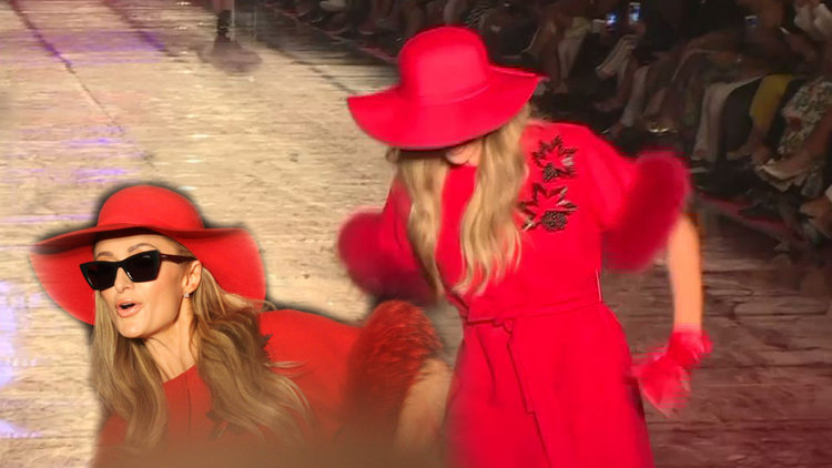 Paris Hilton Antalya'daki defilede düşme tehlikesi geçirdi
