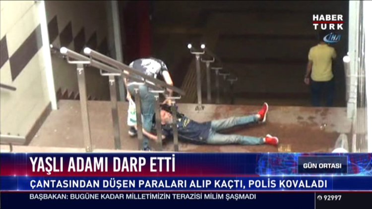Yaşlı adamı Taksim&#039;in ortasında hırpalayıp gasp etti!