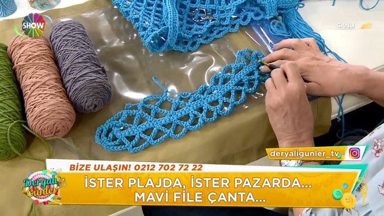 Derya Baykal'dan mavi file çanta yapımı!