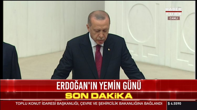 Son dakika... Yeni sistemin ilk Cumhurbaşkanı Erdoğan, Meclis'te yemin etti