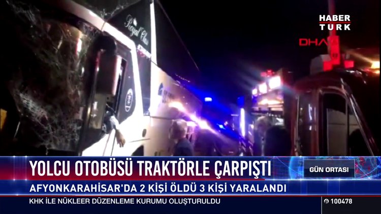 Yolcu otobüsü traktörle çarpıştı