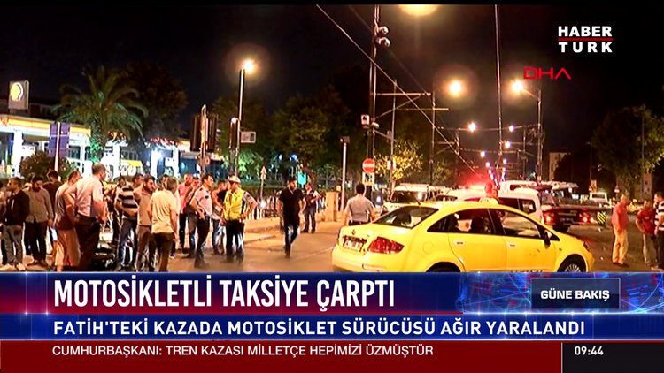 Motorsikletli taksiye çarptı