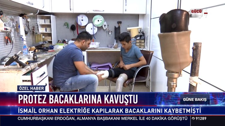 Protez bacaklarına kavuştu