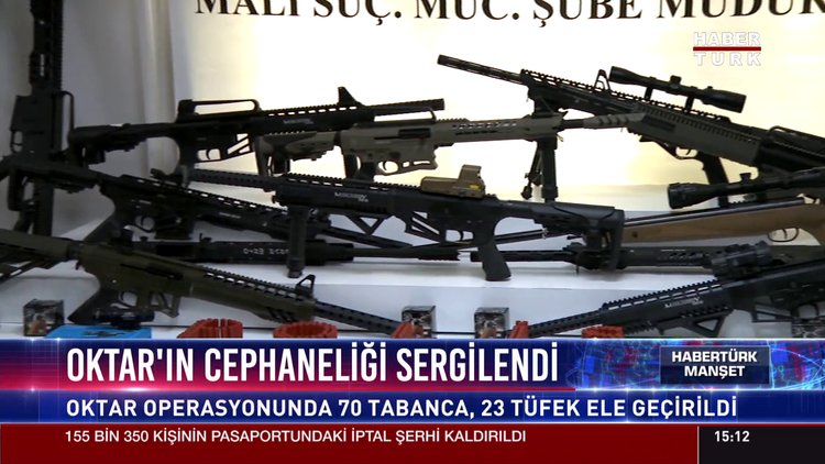 Oktar'ın cephaneliği sergilendi