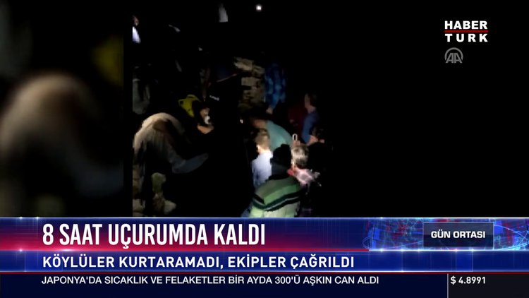 8 saat uçurumda kaldı