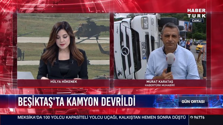 Beşiktaş'ta kamyon devrildi