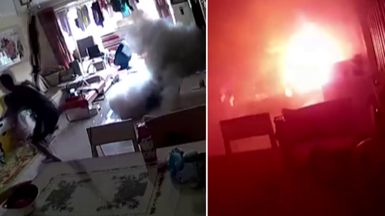 Elektrikli scooter patladı! Babanın refleksi hayat kurtardı