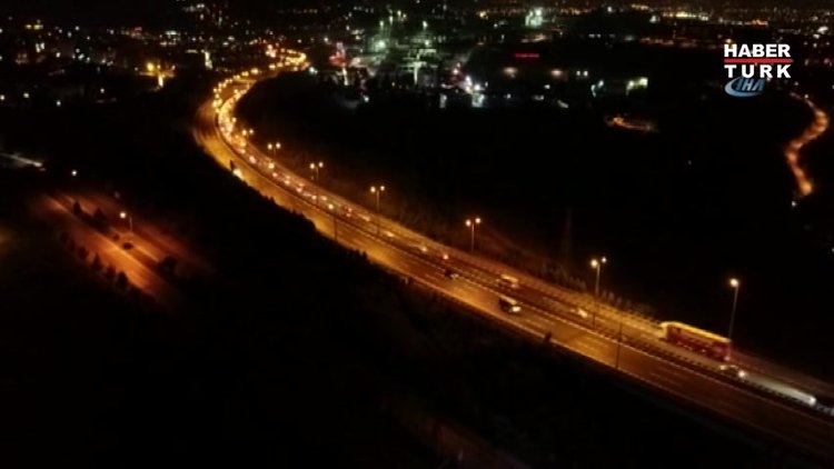 TEM'de bayram yoğunluğu havadan görüntülendi