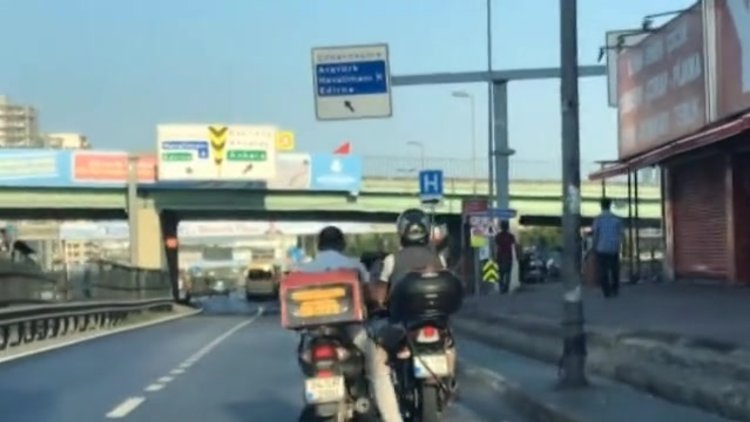 Benzini biten motosikleti ayağı ile itti... O anlar kamerada