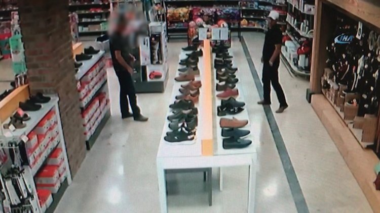 Çaldığı elbise ile tekrar hırsızlığa gelen kişi, çalışanların dikkati sayesinde yakalandı