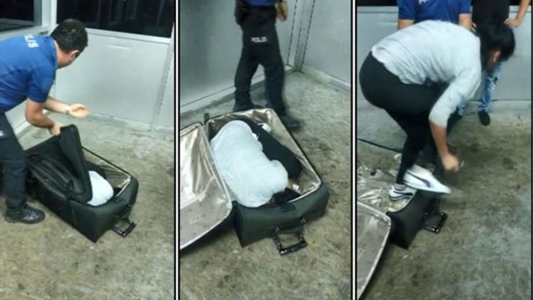 Valizden kadın çıktı!