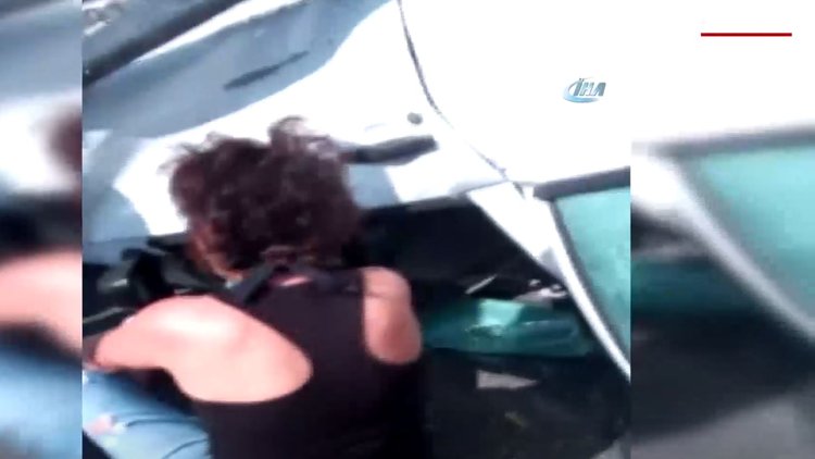 Ters dönen araçta can pazarı