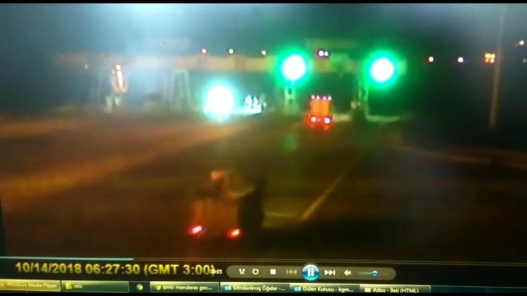 Kamyonun otoyol gişelerinden geçiş anının görüntüleri ortaya çıktı