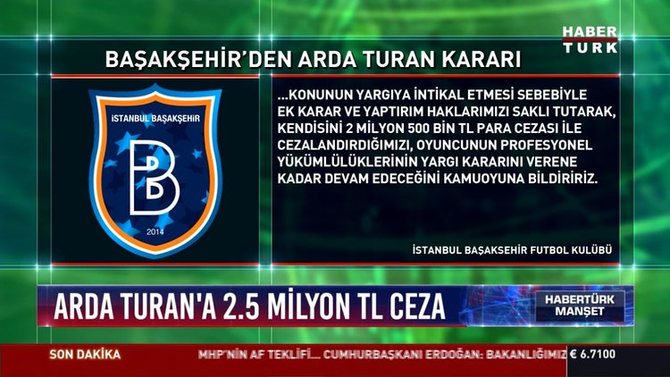 Başakşehir'in Arda Turan cezası belli oldu!