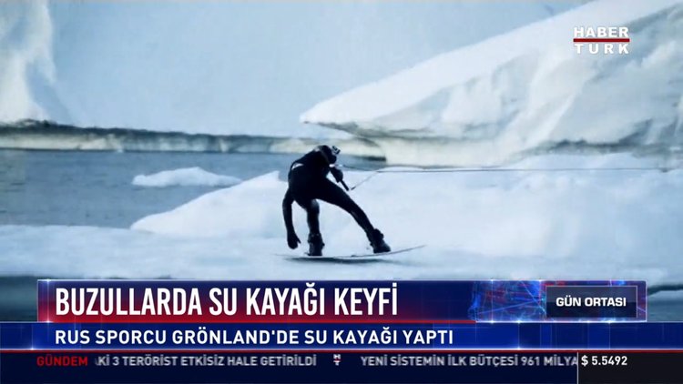 Buzullarda su kayağı keyfi: Rus sporcu Grönland'de su kayağı yaptı