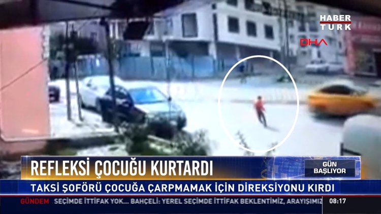 Refleksi çocuğu kurtardı: Taksi şoförü çocuğa çarpmamak için direksiyonu kırdı