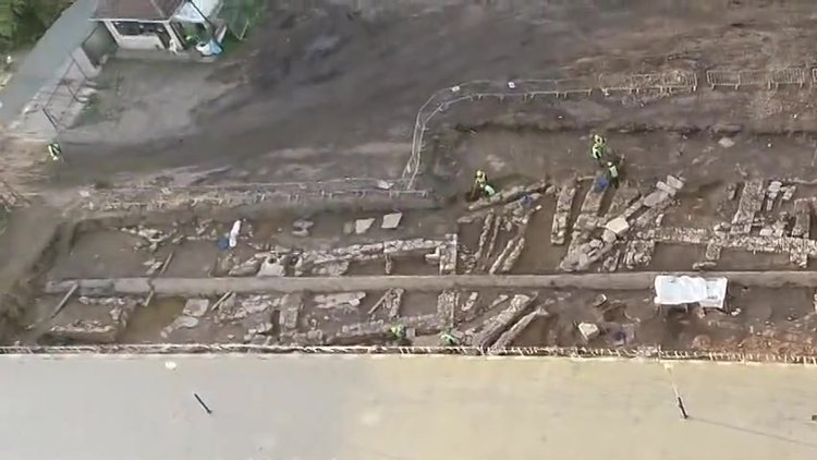 Haydarpaşa Garı altında ortaya çıkarılan antik şehir havadan görüntülendi