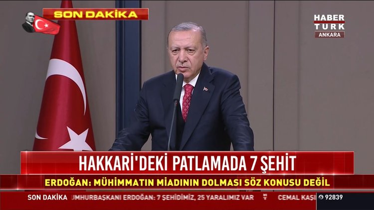 Cumhurbaşkanı Erdoğan: Hakkari'de 7 şehidimiz var