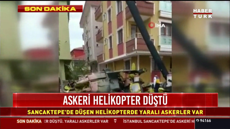 Sancaktepe'de askeri helikopter düştü