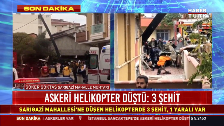 Askeri helikopter mahalleye düştü