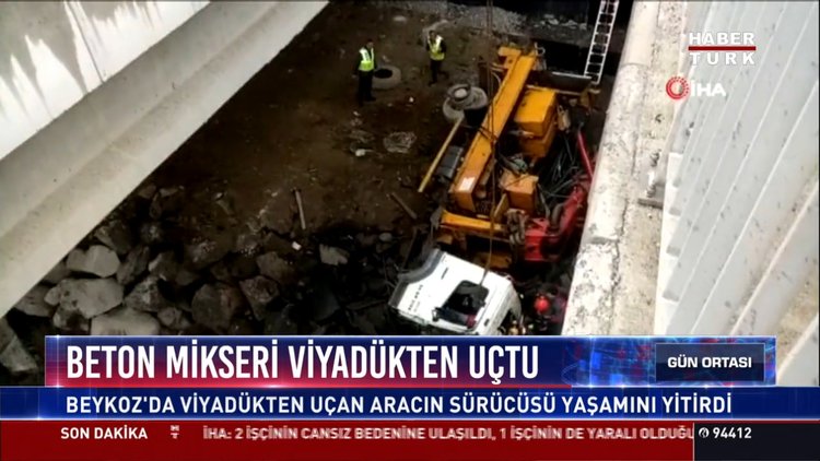 Beton mikseri viyadükten uçtu: Beykoz'da viyadükten uçan aracın sürücüsü yaşamını yitirdi