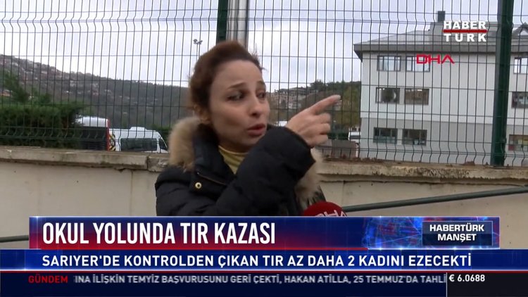 Okul yolunda tır kazası: Sarıyer'de kontrolden çıkan tır az daha 2 kadını ezecekti