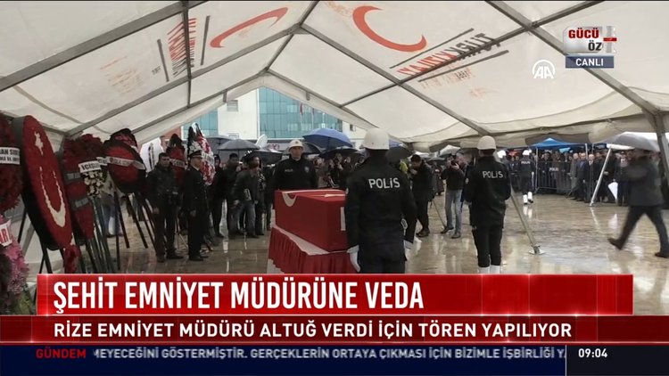 Şehit Emniyet Müdürüne veda: Rize Emniyet Müdürü Altuğ Verdi için tören yapılıyor