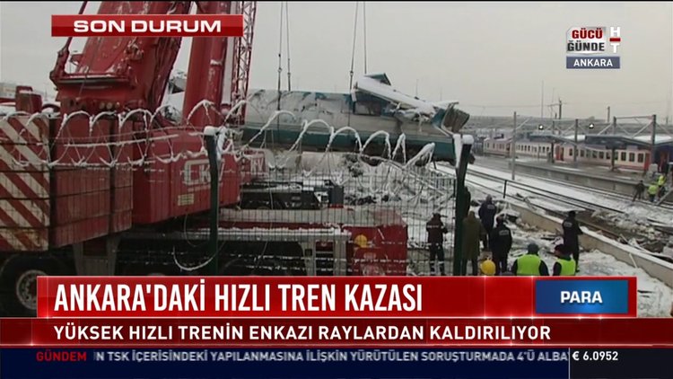 Ankara'daki hızlı tren kazası: Tren enkazı raylardan kaldırılıyor
