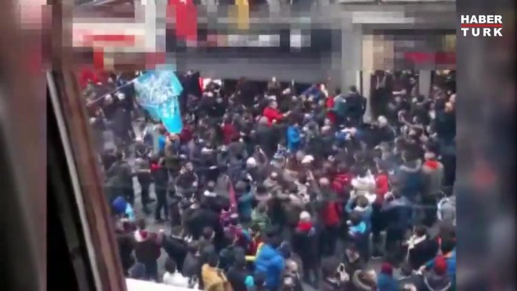 Trabzonspor taraftarlarının GS Store'a saldırısı kamerada