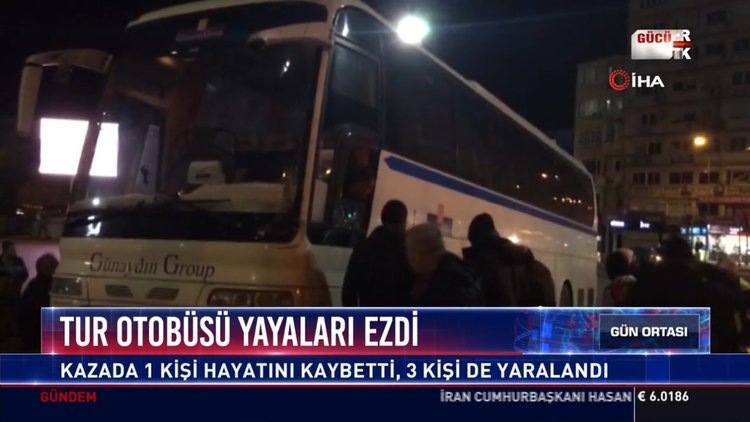 Tur otobüsü yayaları ezdi: Önce önündeki minibüse çarptı, ardından kaldırıma çıktı