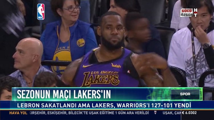 Sezonun maçı Lakers'ın: Lebron sakatlandı ama Lakers, Warriors'ı 127-101 yendi