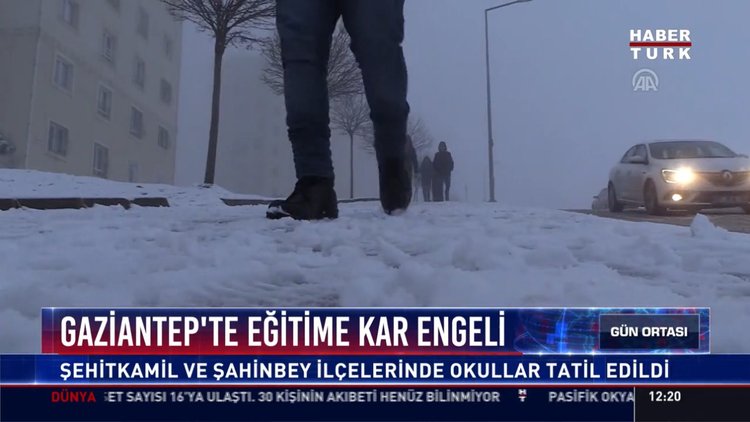 Gaziantep'de eğitime kar engeli : Şehitkamil ve Şahinbey ilçelerinde okullar tatil edildi