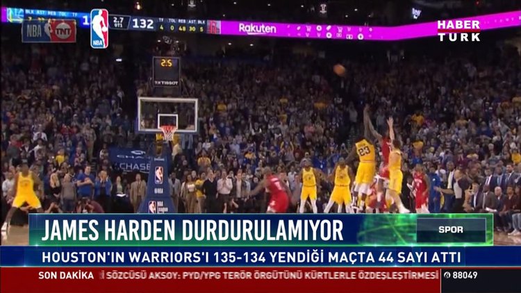 James Harden durdurulamıyor: Houston'ın Warrıors'ı 135-134 yendiği maçta 44 sayı attı