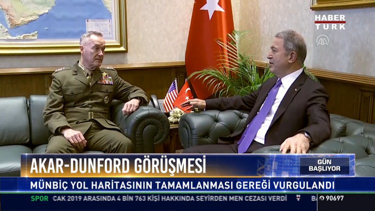 Akar- Dunford görüşmesi: Savunma Bakanı, ABD Genelkurmay Başkanı'nı kabul etti