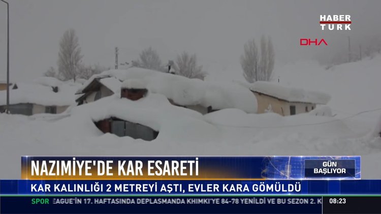 Nazımiye'de kar esareti: Kar kalınlığı 2 metreyi aştı, evler kara gömüldü