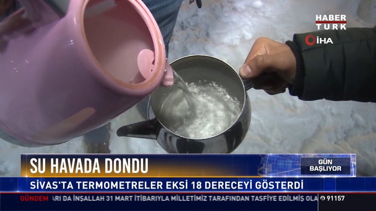 Su havada dondu: Sivas’ta termometreler eksi 18 dereceyi gösterdi