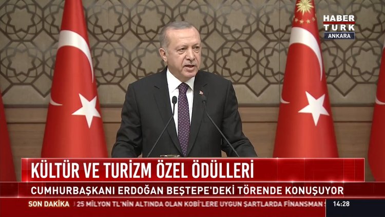 Kültür ve turizm özel ödülleri: Cumhurbaşkanı Erdoğan Beştepe'deki törende konuşuyor