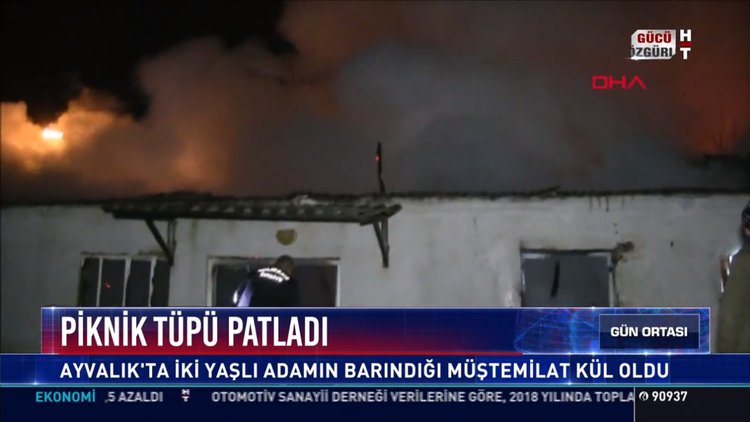 Piknik tüpü patladı: Ayvalık'ta yaşlı adamın barındığı müştemilat kül oldu