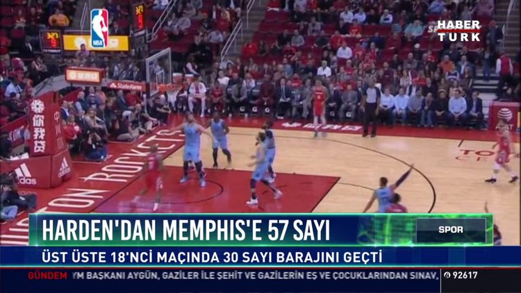 Harden'dan Memphıs'e 57 sayı: Üst üste 18'inci maçında 30 sayı barajını geçti