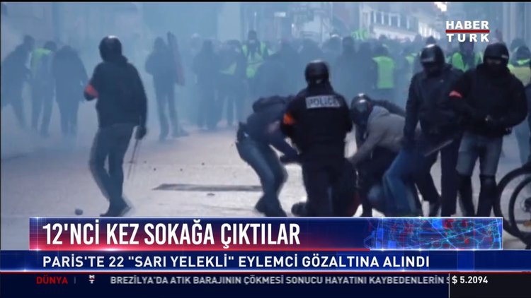 Sarı yelekliler 12. kez sokağa çıktı