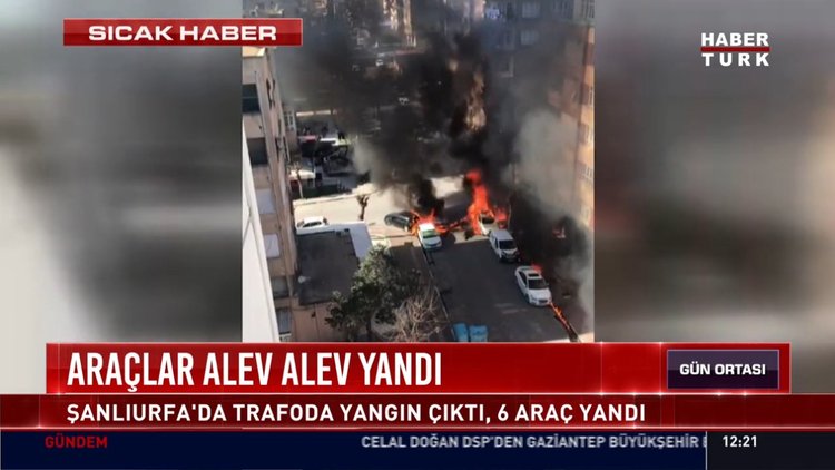 Araçlar alev alev yandı: Şanlıurfa'da trafoda yangın çıktı, 6 araç yandı