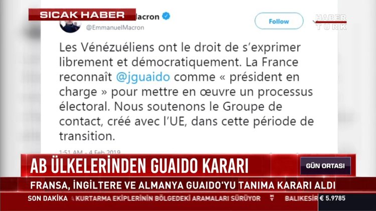 AB ülkelerinden Guaido kararı: Fransa, İngiltere ve Almanya Guaido'yu tanıma kararı aldı