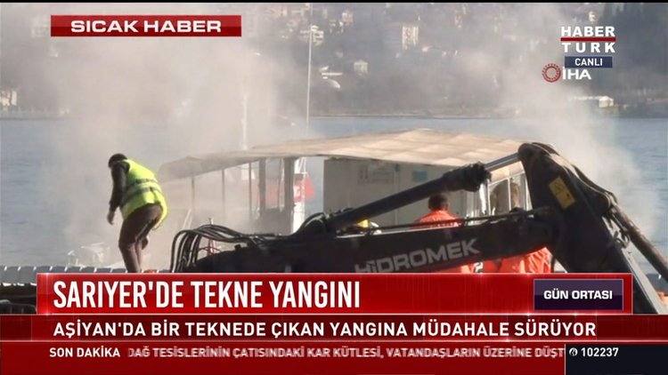 Sarıyer'de tekne yangını: Aşiyan'da bir teknede çıkan yangına müdahale sürüyor