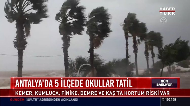 Antalya'da 5 ilçede okullar tatil: Kemer, Kumluca, Finike, Demre ve Kaş'ta hortum riski var