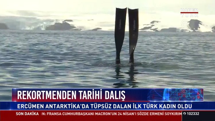 Rekortmenden tarihi dalış: Ercümen Antrarktika'da tüpsüz dalan ilk Türk kadın oldu