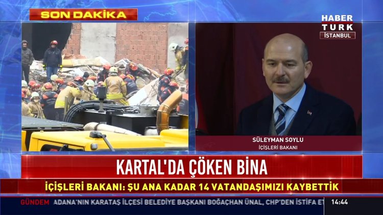 İçişleri Bakanı Süleyman Soylu açıklama yapıyor- Kartal'da çöken bina